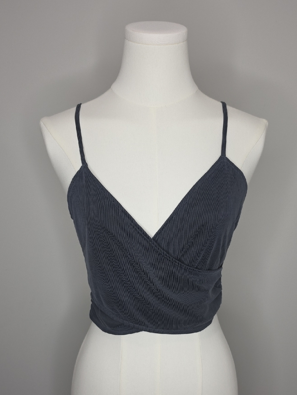 Victoria's Secret Ribbed Faux-Wrap Cami Small Charcoal Black